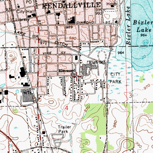 Topographic Map of Elmwood Church, IN