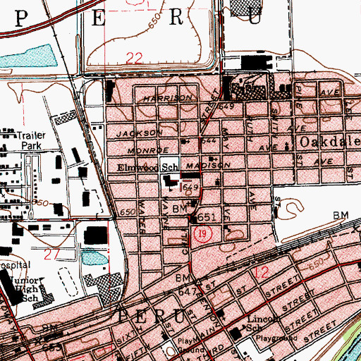 Topographic Map of Elmwood Elementary School, IN