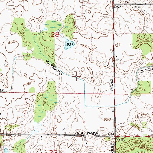 Topographic Map of Elon Maynard Ditch, IN