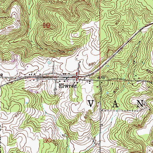 Topographic Map of Elwren, IN