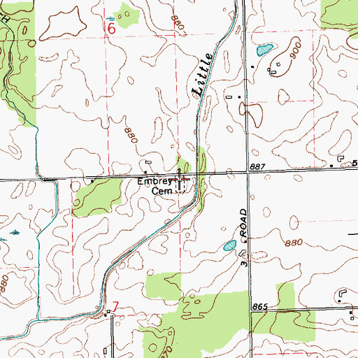 Topographic Map of Embrey Cemetery, IN