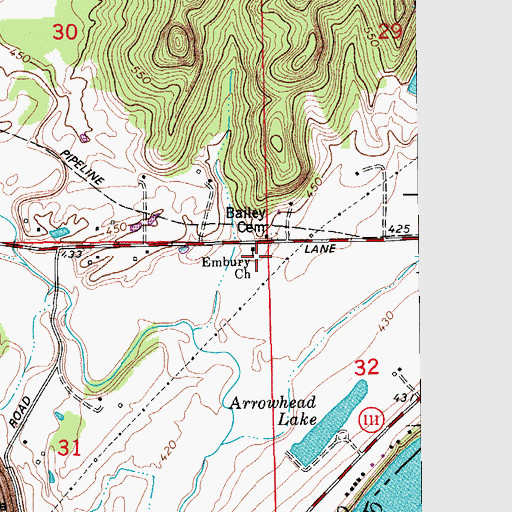 Topographic Map of Embury Church, IN