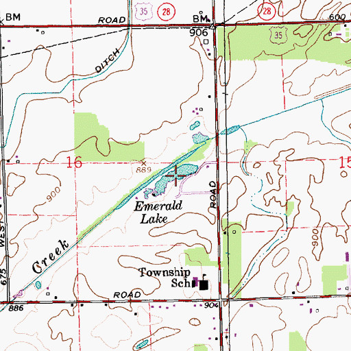 Topographic Map of Emerald Lake, IN