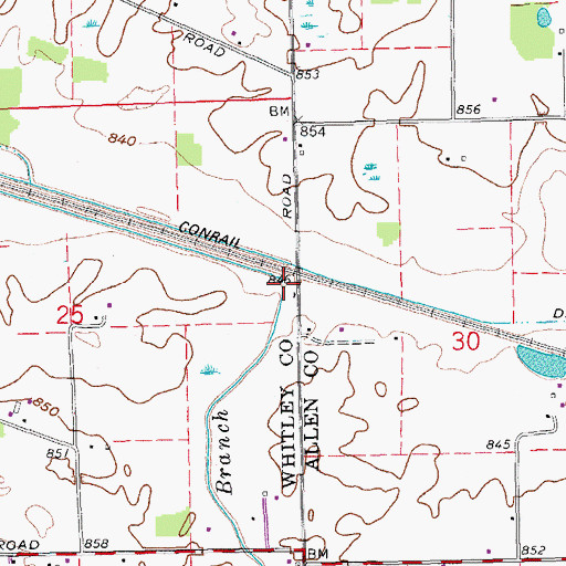Topographic Map of Emerick Branch, IN