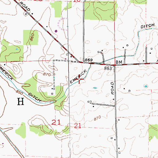 Topographic Map of Emerick Ditch, IN