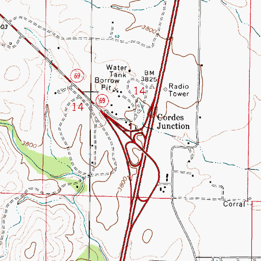 Topographic Map of Arizona Highway Maintenance Yard, AZ
