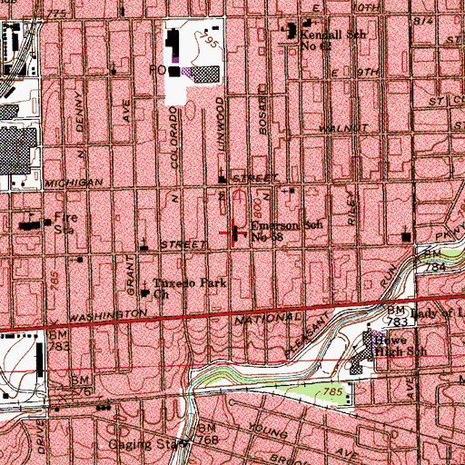 Topographic Map of Ralph Waldo Emerson Elementary School, IN