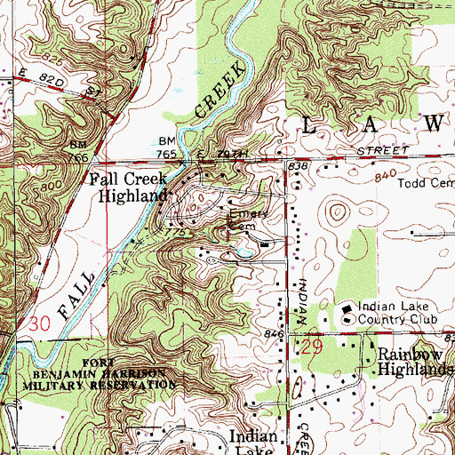 Topographic Map of Day Cemetery, IN
