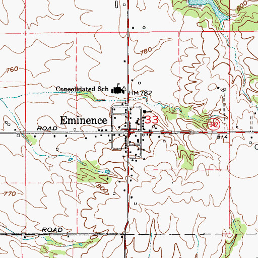 Topographic Map of Eminence, IN