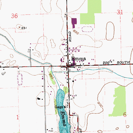 Topographic Map of Emma, IN