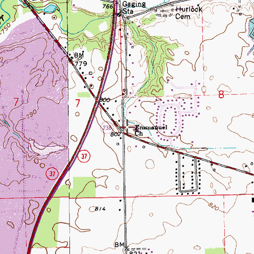 Topographic Map of Emmanuel United Methodist Church, IN
