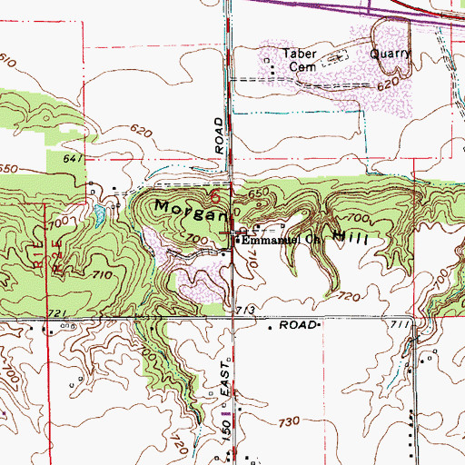 Topographic Map of Emmanuel Church, IN