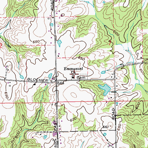 Topographic Map of Emmanuel Church, IN