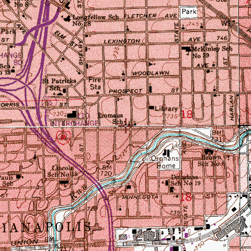Topographic Map of Emmaus School, IN