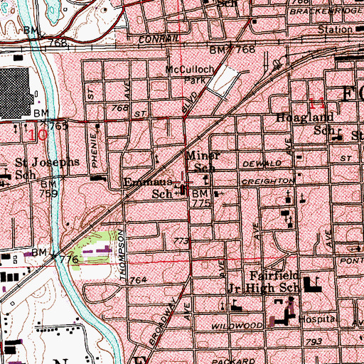 Topographic Map of Emmaus Lutheran School, IN