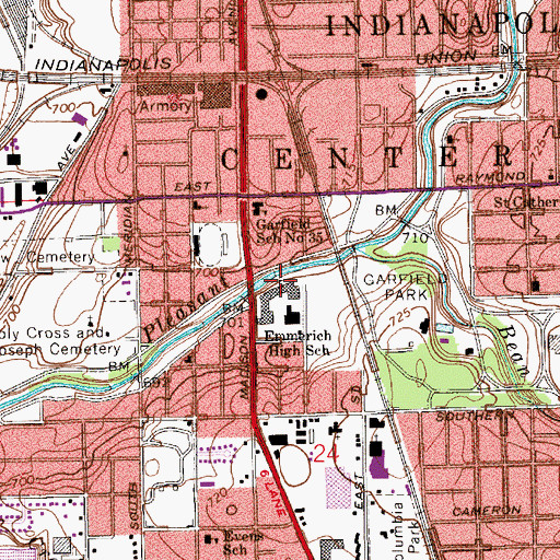 Topographic Map of Emmerich Manual High School, IN
