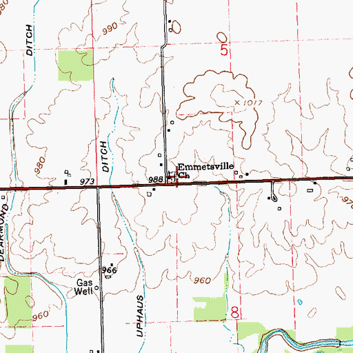 Topographic Map of Emmetsville Church, IN