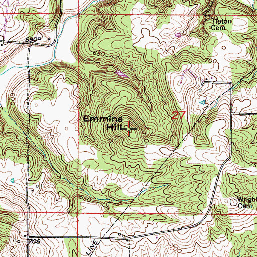 Topographic Map of Emmins Hill, IN