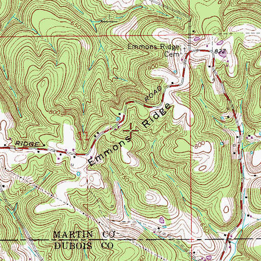 Topographic Map of Emmons Ridge, IN