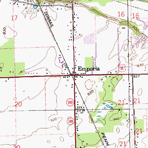 Topographic Map of Emporia, IN