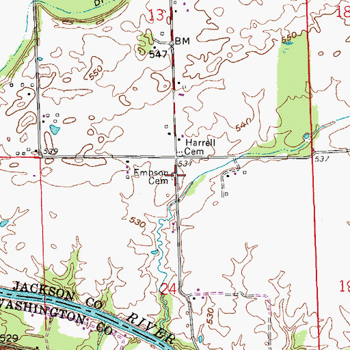 Topographic Map of Empson Cemetery, IN
