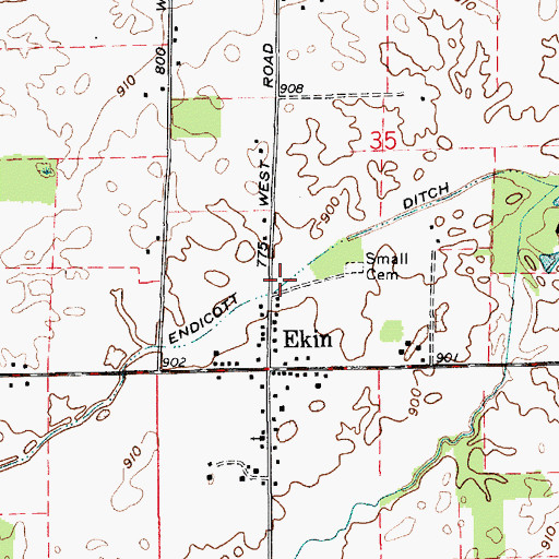 Topographic Map of Endicott Ditch, IN