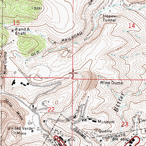 Topographic Map of KCRJ-FM (Cottonwood), AZ