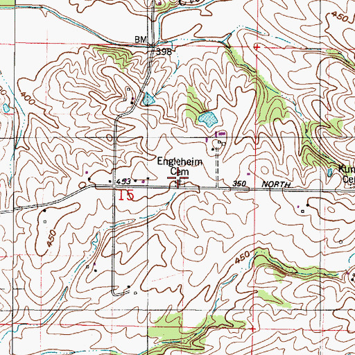 Topographic Map of Engleheim Cemetery, IN