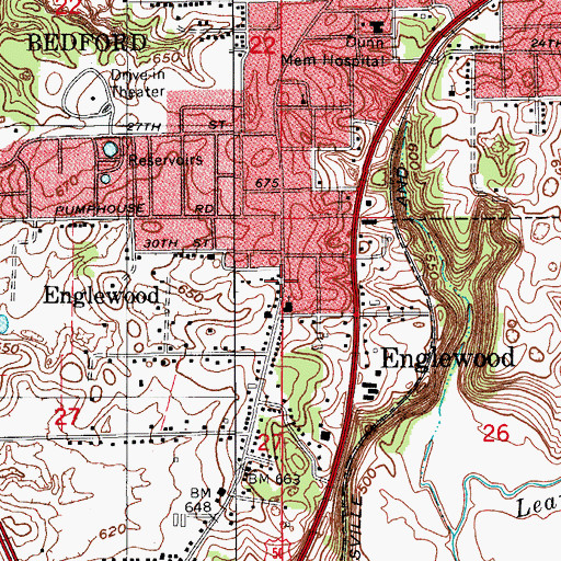 Topographic Map of Englewood, IN