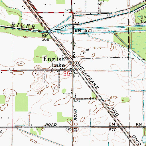 Topographic Map of English Lake, IN