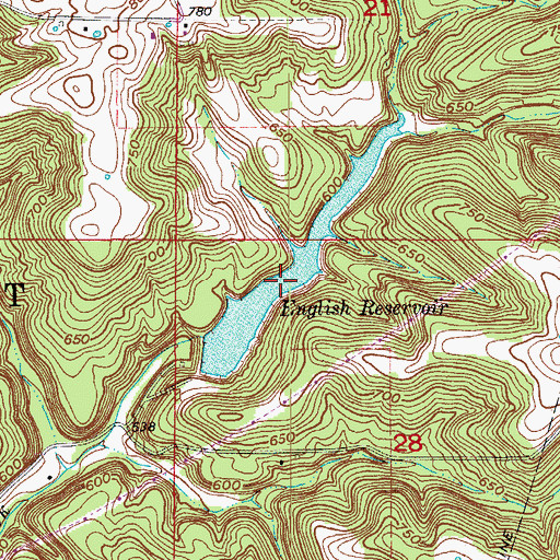 Topographic Map of English Reservoir, IN