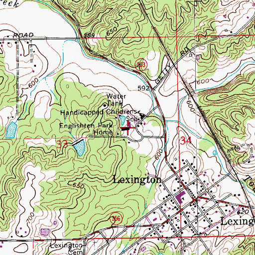 Topographic Map of Englishton Park Home, IN