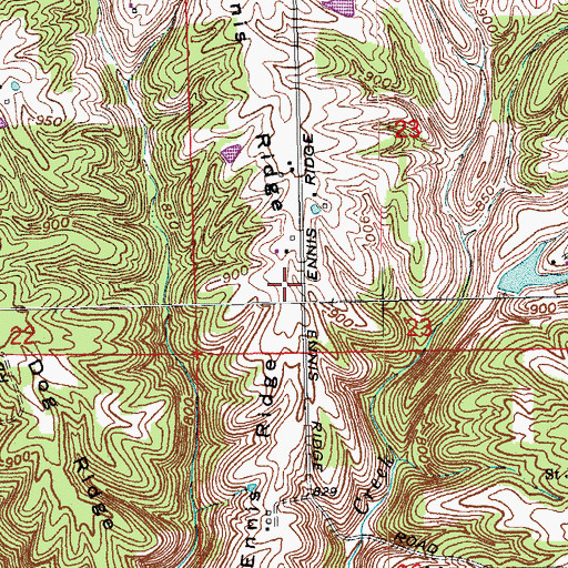 Topographic Map of Ennis Ridge, IN