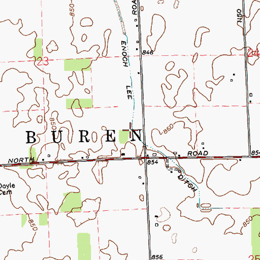 Topographic Map of Enoch Lee Ditch, IN