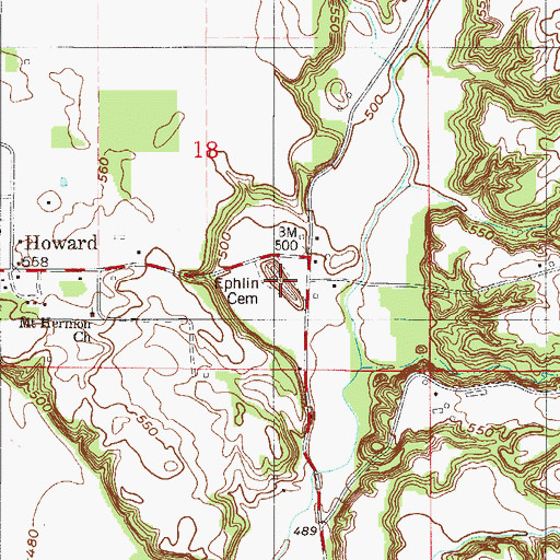 Topographic Map of Ephlin Cemetery, IN