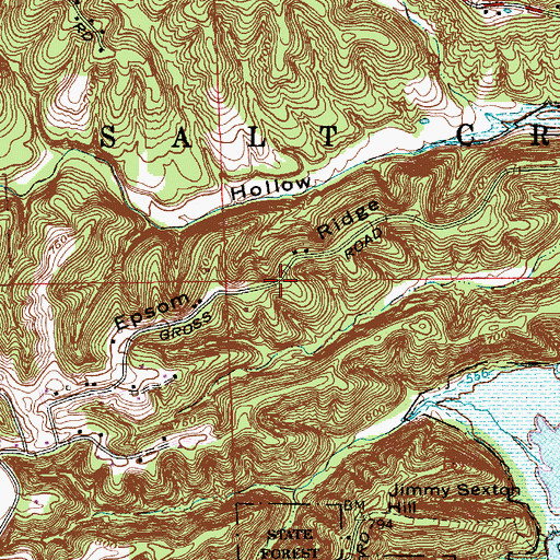 Topographic Map of Epsom Ridge, IN