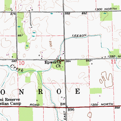 Topographic Map of Epworth Church, IN