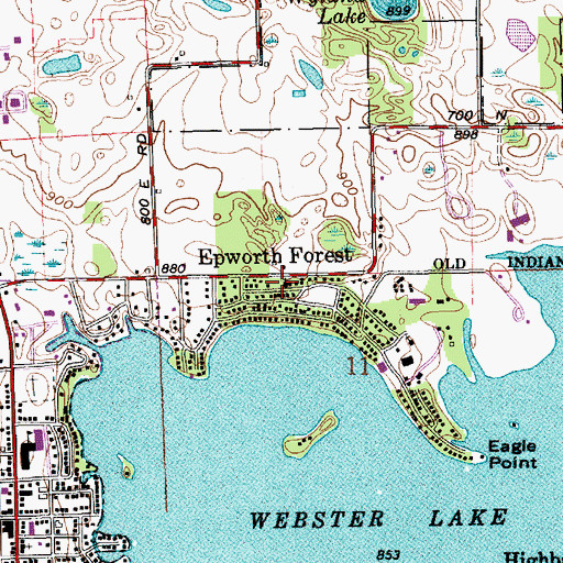 Topographic Map of Epworth Forest, IN