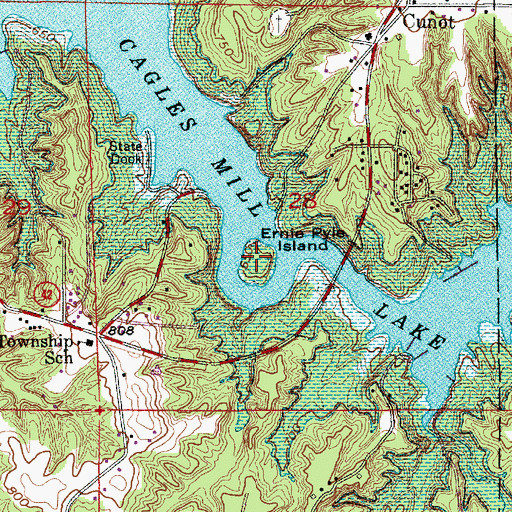 Topographic Map of Ernie Pyle Island, IN