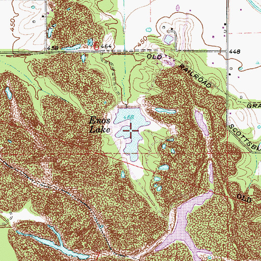 Topographic Map of Eros Lake, IN