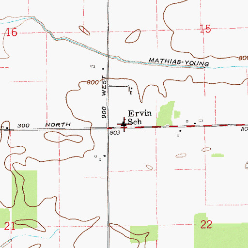 Topographic Map of Ervin Elementary School, IN