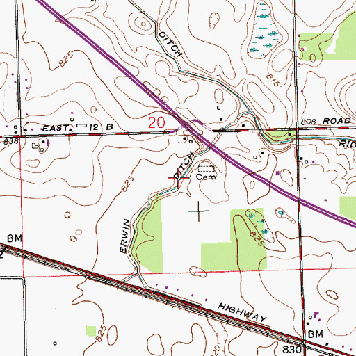 Topographic Map of Erwin Ditch, IN