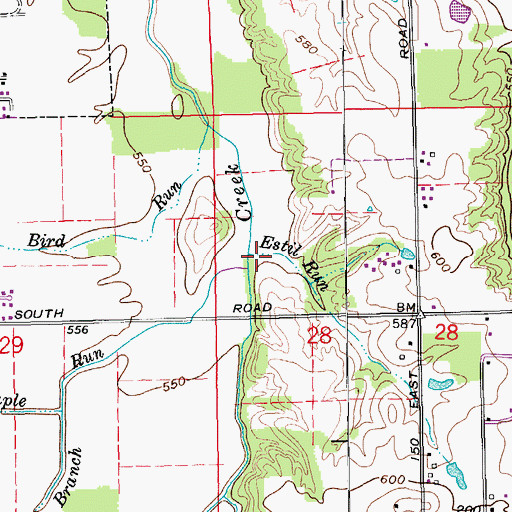 Topographic Map of Estil Run, IN