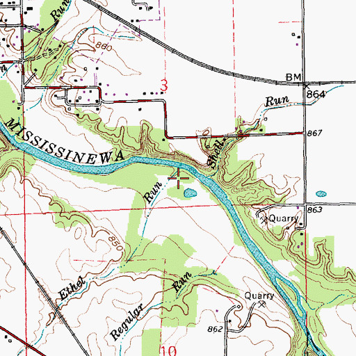 Topographic Map of Ethel Run, IN