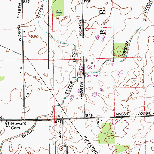 Topographic Map of Etter Ditch, IN