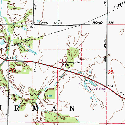 Topographic Map of Evangelic Church, IN