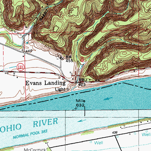Topographic Map of Evans Landing, IN