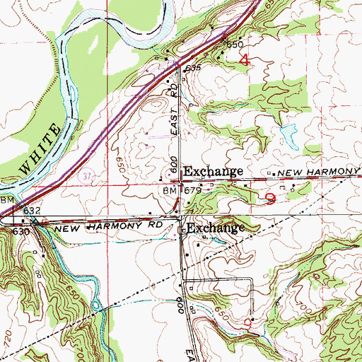 Topographic Map of Exchange, IN