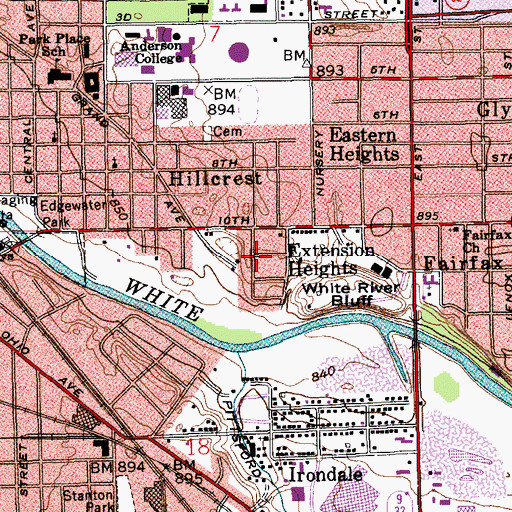 Topographic Map of Extension Heights, IN