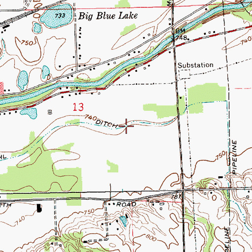 Topographic Map of Fahl Ditch, IN